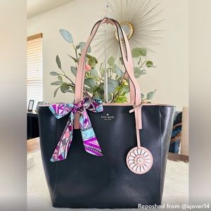 Kate Spade ♠️ Black and Pink leather tote bag